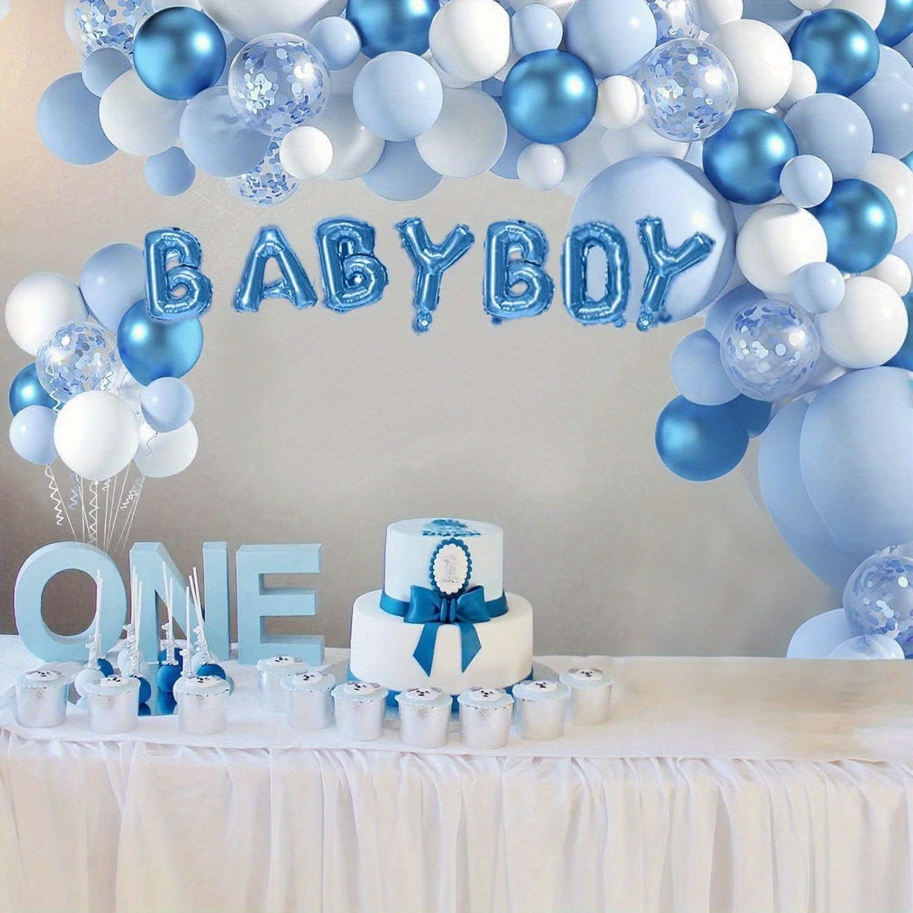 Dusty Blue White Balloon Arch Kit Pastel Light Blue White Balloon Garland Kit Garland Arch Kit 5/ 12/ 18 Inch Different Size Balloons for Birthday Gender Reveal Anniversary Decorations Interesting Convenient