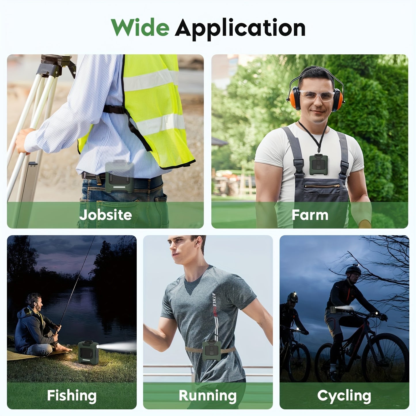 Multifunctional Waist Hanging Gadget With LED Light USB Charging Built In Cooling Fan For Outdoor Trips And Climbing