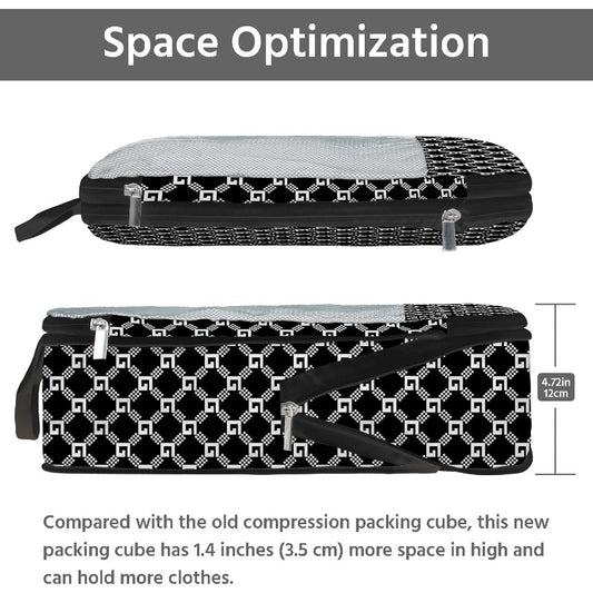 7 Pack Compression Packing Cubes for Travel Waterproof Luggage Organizer Toiletry Bag Plaid Design for Women and Men