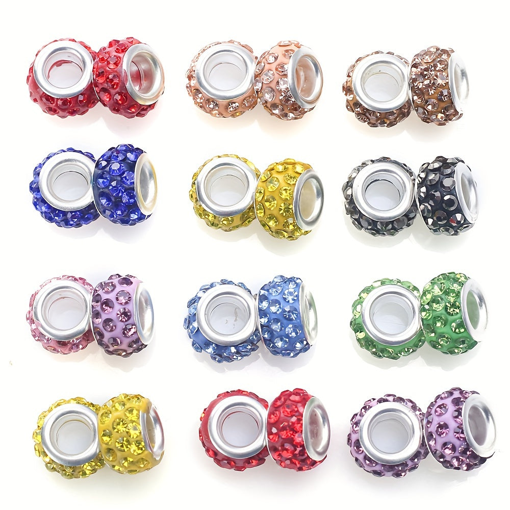 400pcs Rhinestone Beads, With Large Hole, For DIY Bracelet Earring Necklace Jewelry Making Beads Bulk