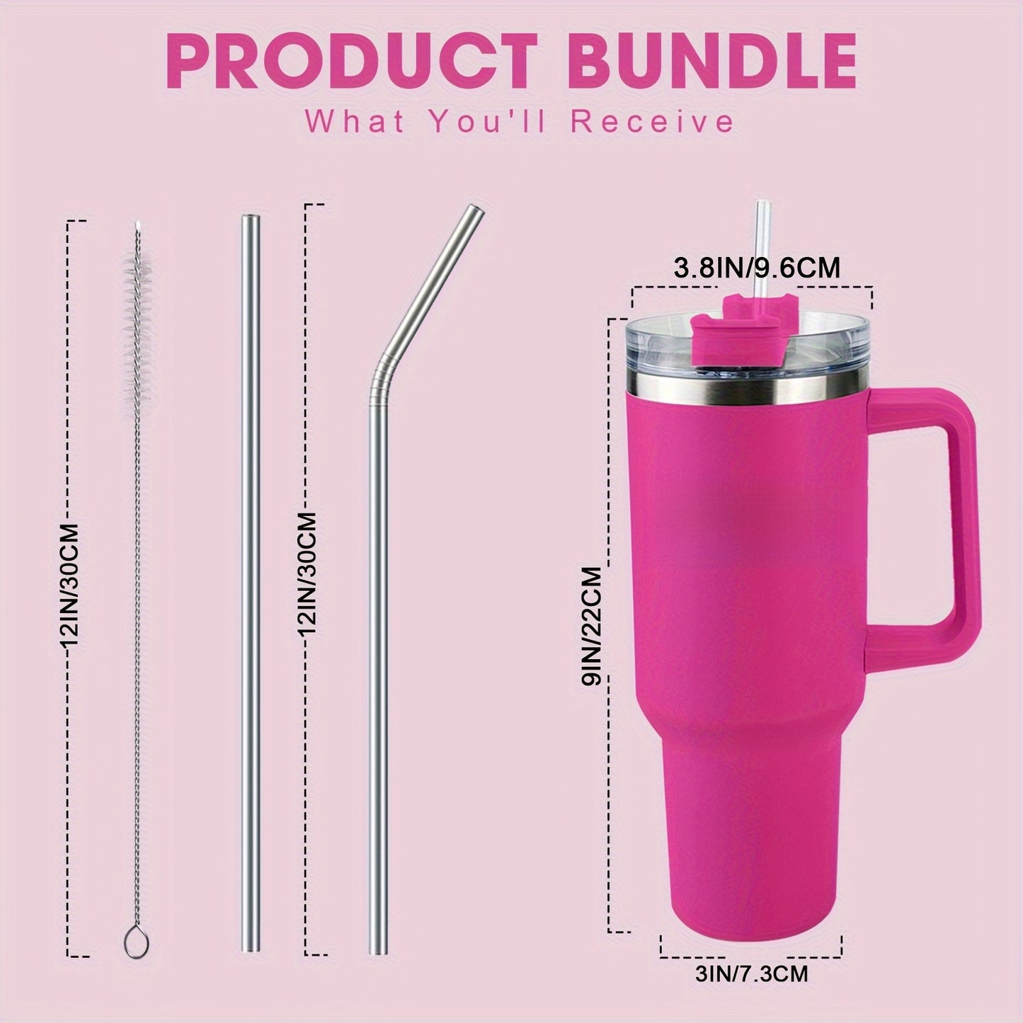 [Personalized Thermos Cup] 40oz Customized Name Thermos Cup | Double Wall Stainless Steel Handle Insulated Coffee Cup, Large Capacity with Lid And Straw, Personalized Gift with First Letter Flower Design, Travel And Office Cu