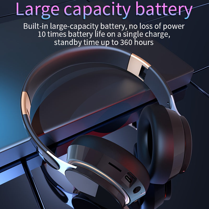 Wireless Over Ear Headphones, Portable Headphones, Foldable Headphones WIth Mic, FM Radio, 3.5MM AUX Cable, Soft-Earpads, Support TF Card Play For Travel Home Office Cellphone PC