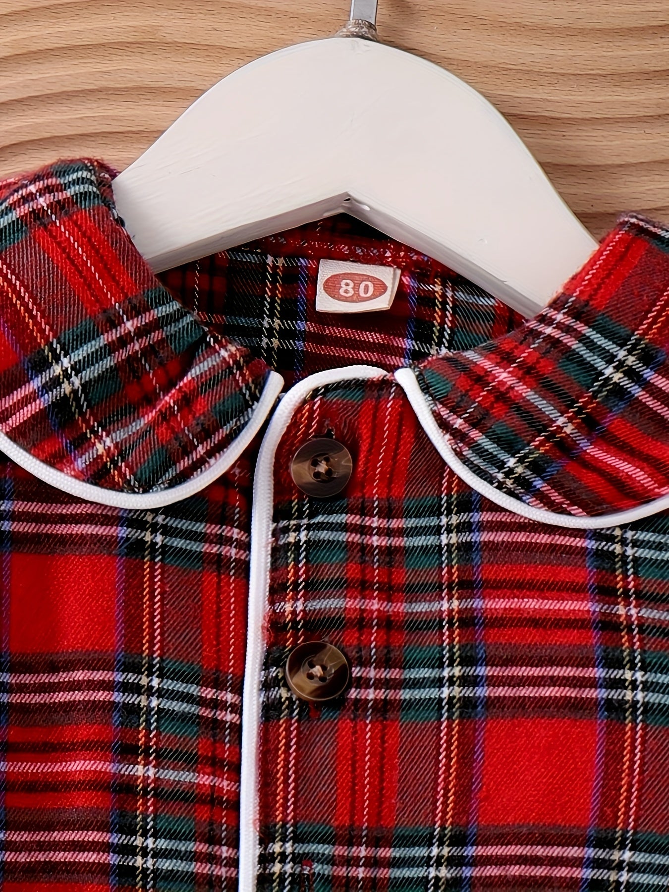 2pcs Girls' Plaid Shirt & Pants Set - Red/White/Black Checkered Toddler Outfit, Long Sleeve Button-Front Blouse & Matching Trousers, Spring/Fall Casual Play Clothes for Olds (Hand Washable), Perfect for Outdoor