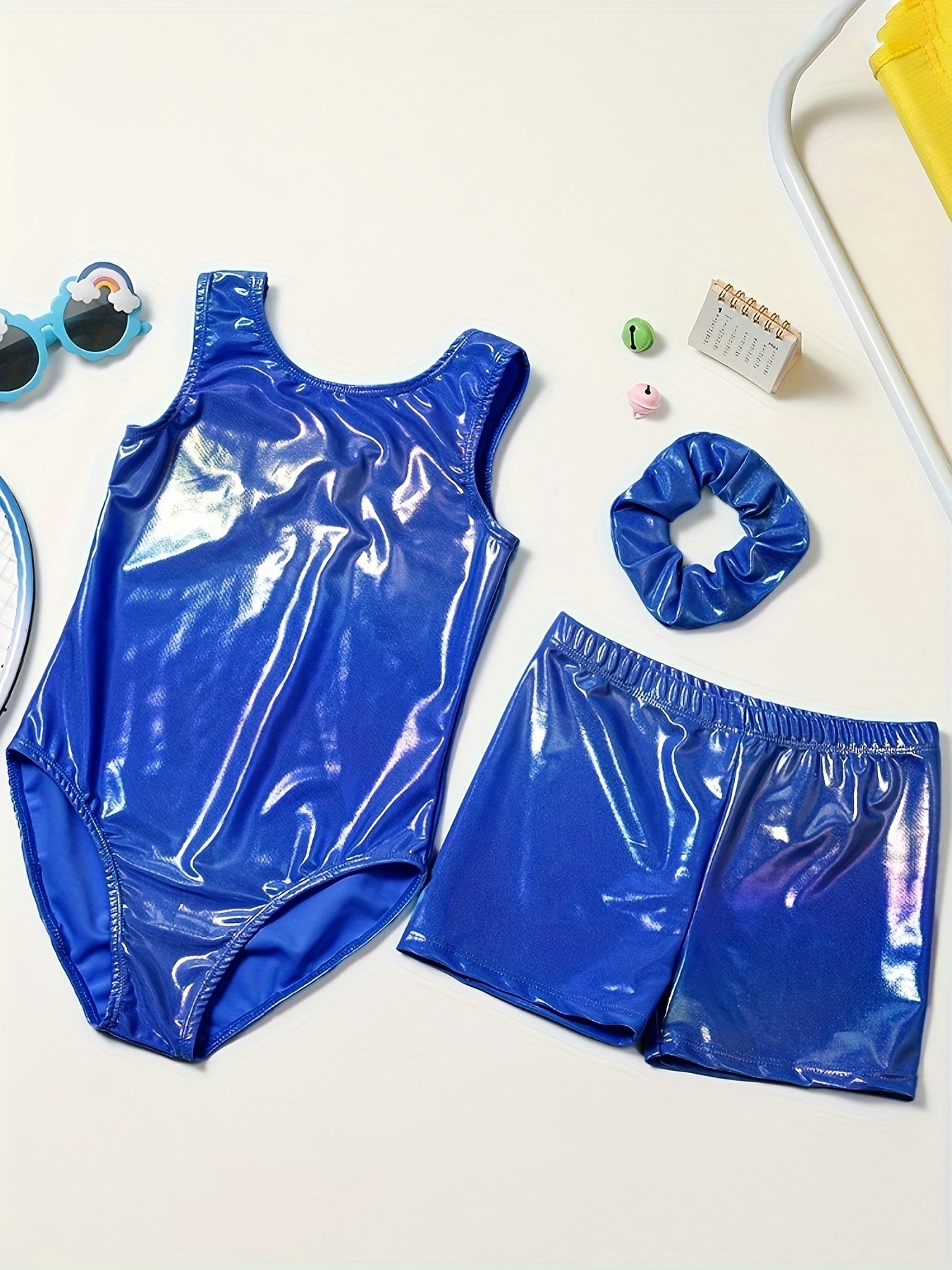 Girls Gymnastics Bodysuit Set With Shorts And Headwear Outdoor