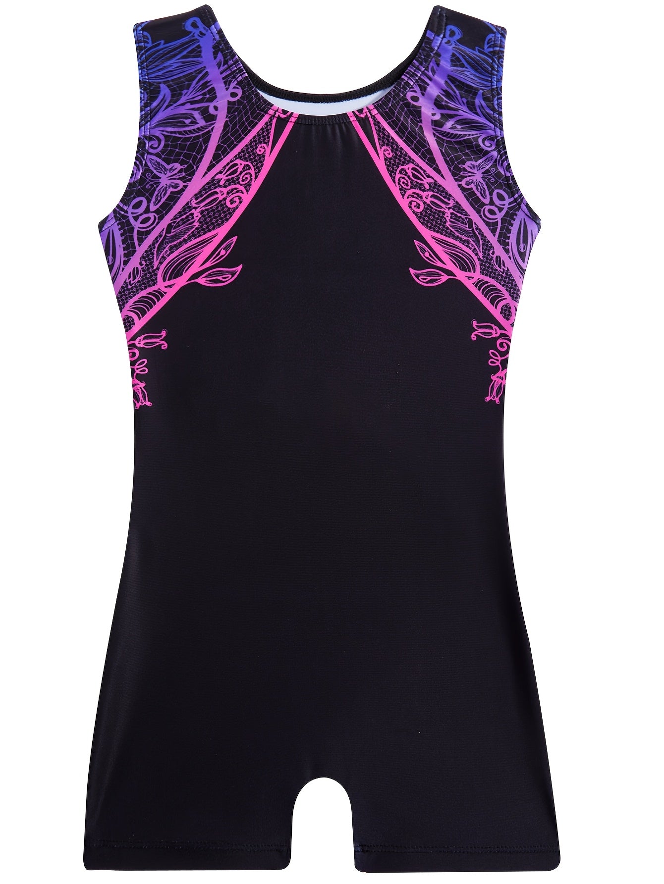 2 Piece Girls Gymnastics Leotards Hairband Sleeveless Unitard Gradient Sequin Design Rhinestone Embellishments Ages 3