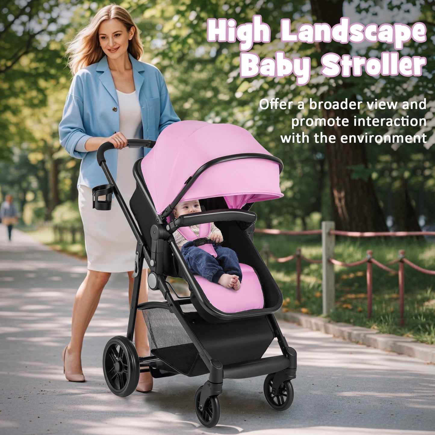 LIFEZEAL 2-in-1 Convertible Baby Stroller Lightweight Foldable