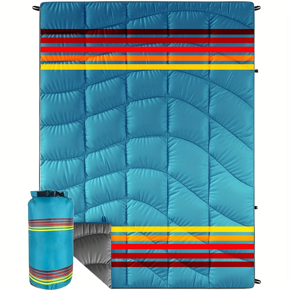 Ultra-Lightweight High Quality & Windproof Puffy Camping Blanket - All-Season Down Alternative Insulation, Portable Compact Travel Blanket with Carry Case, Fill for Camping, Hiking, Beach, Picnic, Indoor/Outdoor Use - Machine