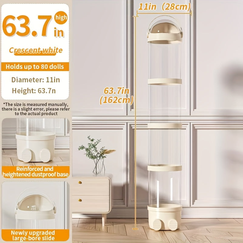 Transparent Four Tier Plush Toy Storage Bin With Waterproof Lid
