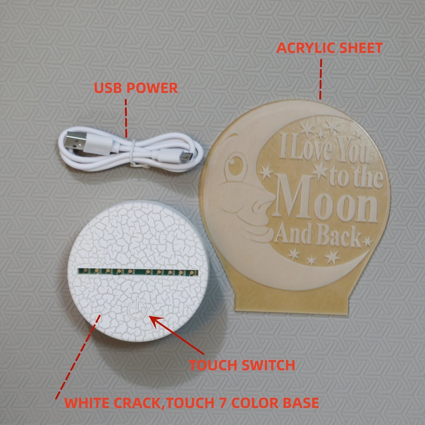 1pc 3D LED Night Light USB interface, USB lighting fixtures, computer accessories and peripherals Holiday gifts for family and friendsUSB interface, USB lighting fixtures, computer accessories and peripherals