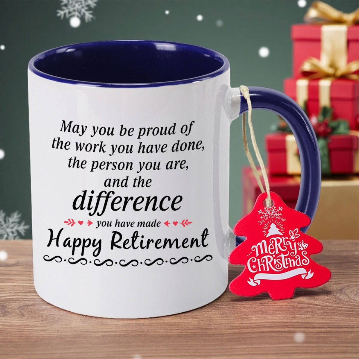 Retirement Ceramic Coffee Mug with "Happy Retirement" Message - Durable, Non-Slip, Hand Wash Only, Ideal for Grandma, Christmas, Thanksgiving, Halloween, Holiday Gift|Playful Design|Metallic Construction, or Birthday Gift, Re