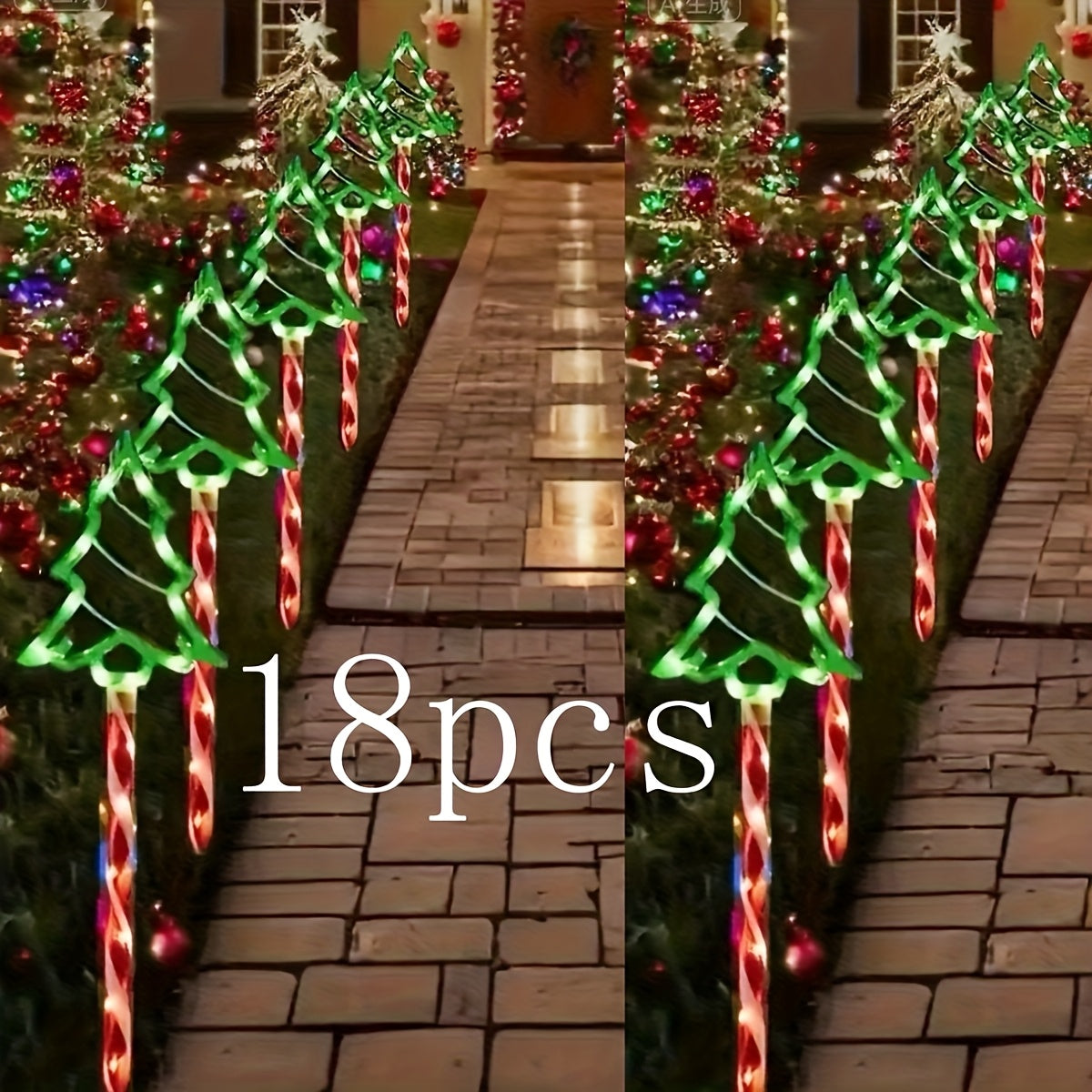 18 Pack Solar Cane Lights, Acrylic Christmas Tree Lights, 192 LED Light Beads, Outdoor Christmas Scenery, Yard, Garden Holiday Decoration Lights, Multi-Mode Lighting, Christmas Decoration Enthusiasts, Holiday Shoppers