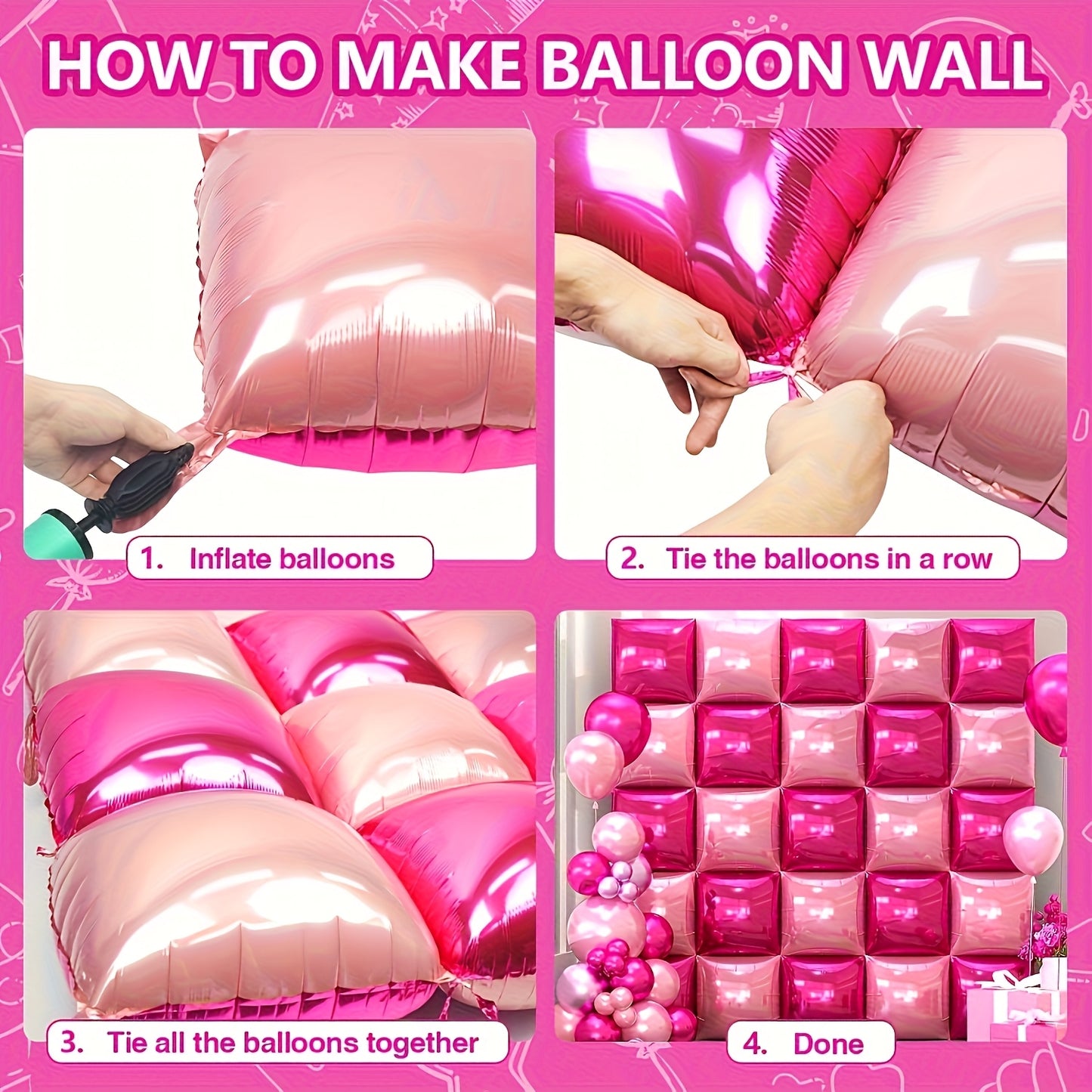 30 Pack Self-Sealing Rose Pink & Blush Balloon Walls - Helium-Ready Reusable Foil Balloons Suitable for Valentine's Day, Weddings, Birthdays, Showers - Helium-Floatable Party Decorations