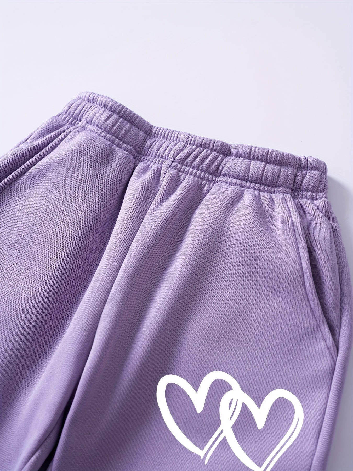 Three Piece Set Girls Flared Pants With Heart Design And Fleece Lining