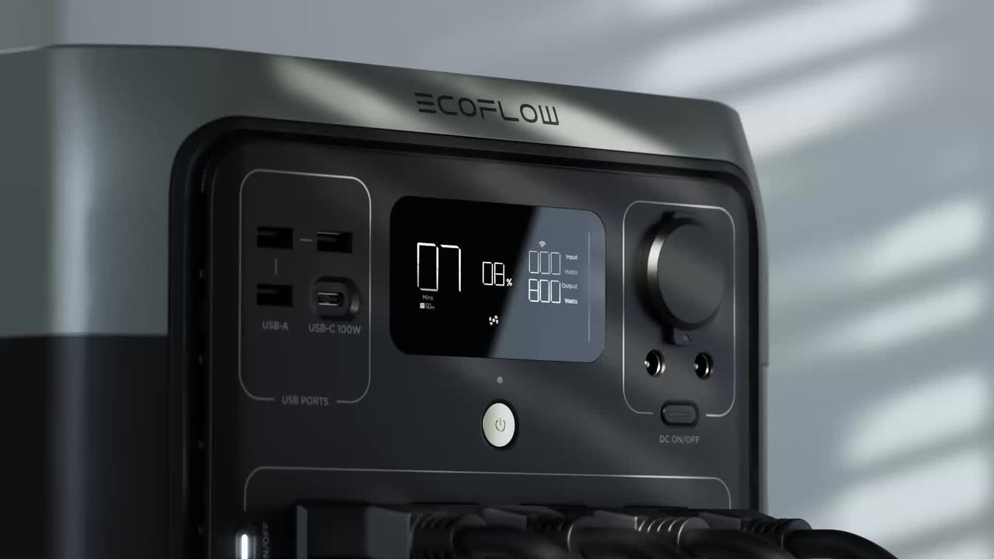 EcoFlow Portable Power Station RIVER 2 Pro 700, 716Wh LiFePO4 Battery, 70 Min Fast Charging, 4X800W AC Outlets, Solar Power Bank for Outdoor Camping/RVs/Home Use Black (Solar Panel Optional)