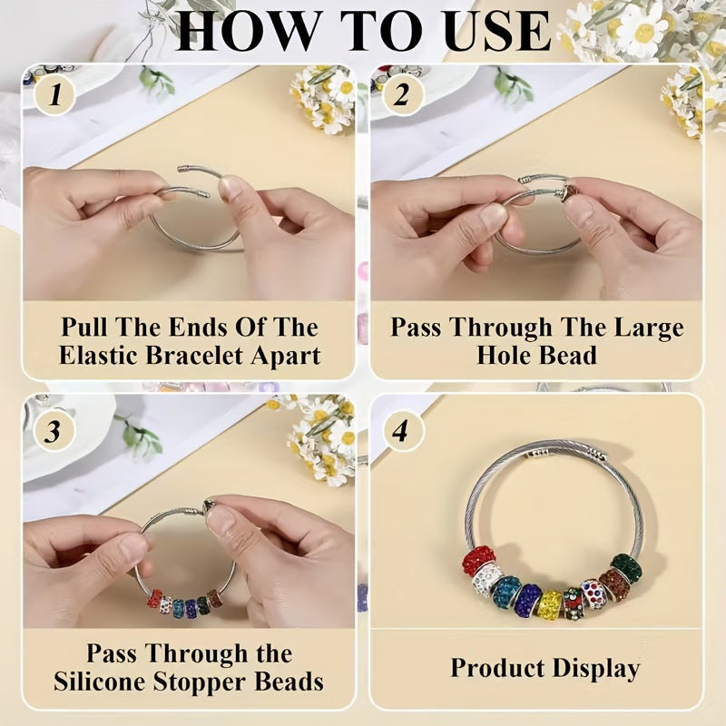 35pcs Silvery Snake Pendant Charm Bracelets - Adjustable Stretchable Elastic Bangle Style Stainless Steel Material, Perfect for DIY Jewelry Making Supplies Suitable for Women And