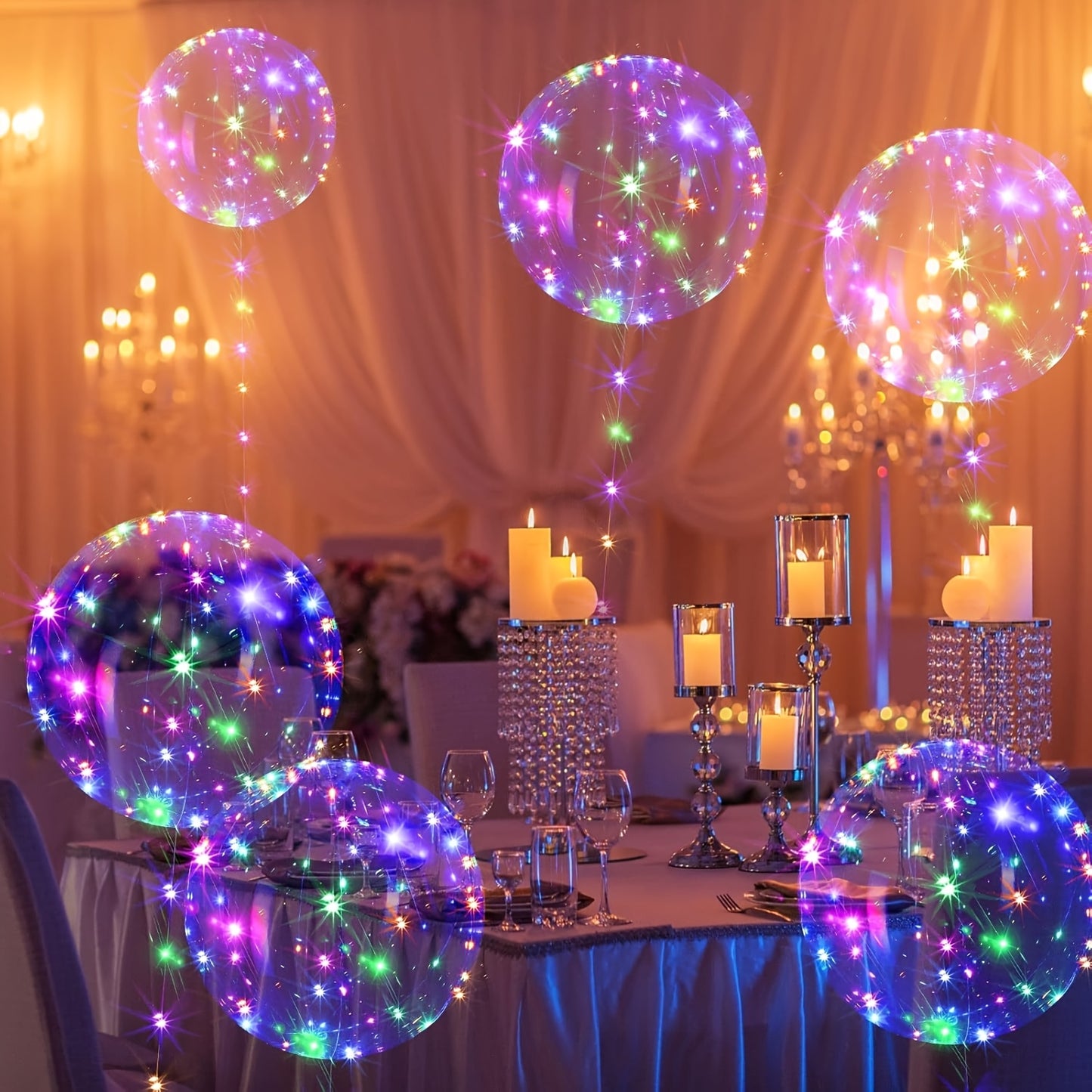 40 Sets Containing 20 Balloons And 20 LED Lights, Perfect for Creating Glowing Bubble Balloons. These LED Bubbles Are by 2 AA Batteries (Not Included) And Helium. Ideal for Decorating Birthday Parties, Weddings, Romantic Occa