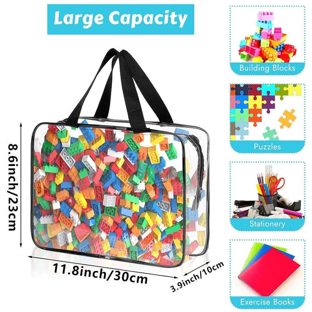 Transparent PVC Zipper Toy Storage Bag Reusable Travel Tote