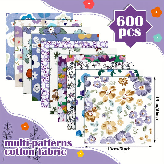 CHUANGDI Floral Fat Quarter Bundle 600 Pieces Precut Quilt Squares