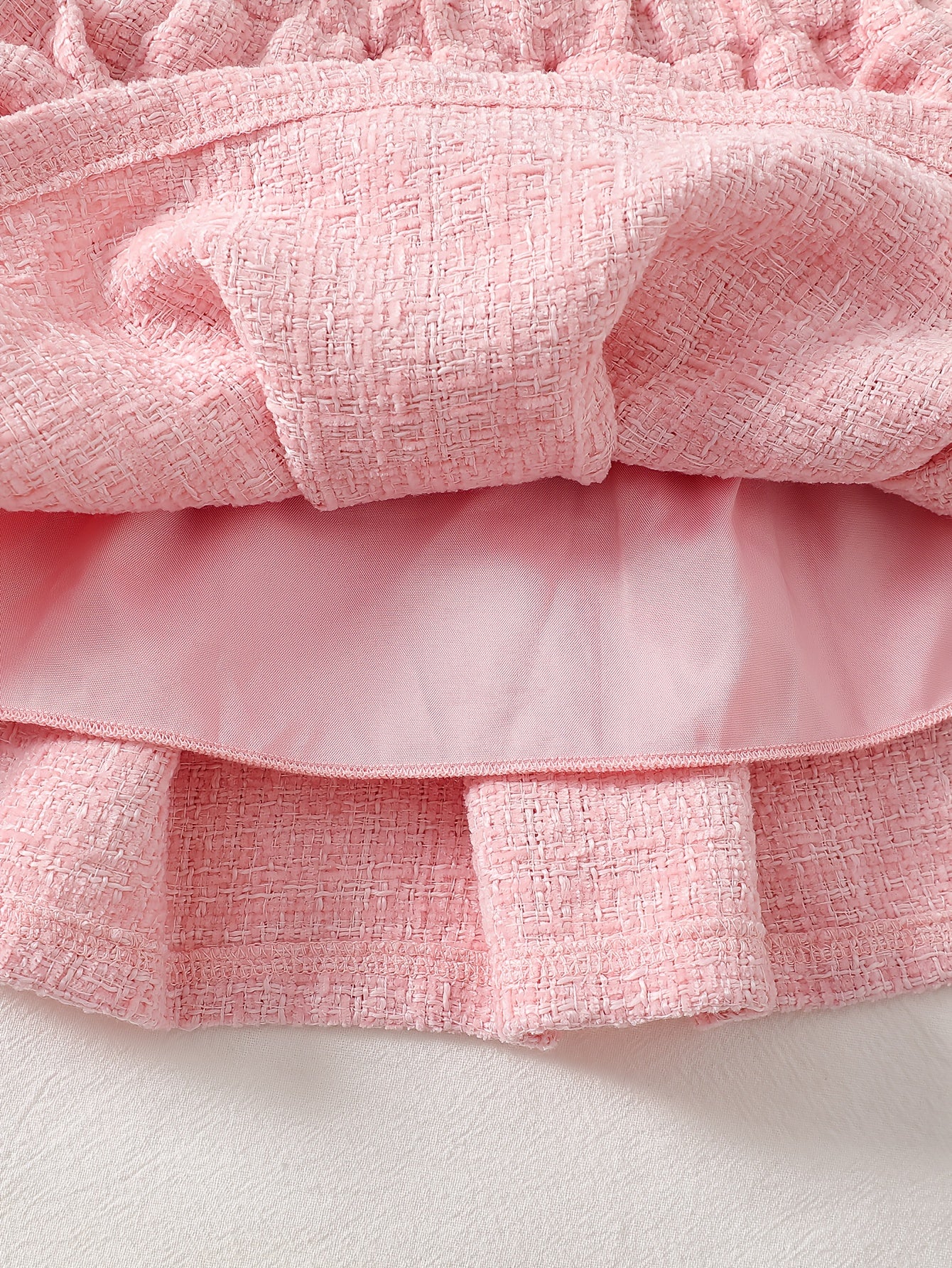 Baby Girl Two Piece Skirt Set With Bow Plush Collar