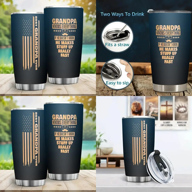 Funny Grandpa Retirement Birthday Gift Insulated Stainless Steel Travel Mug for Seniors Perfect Gag Present for Grandpas