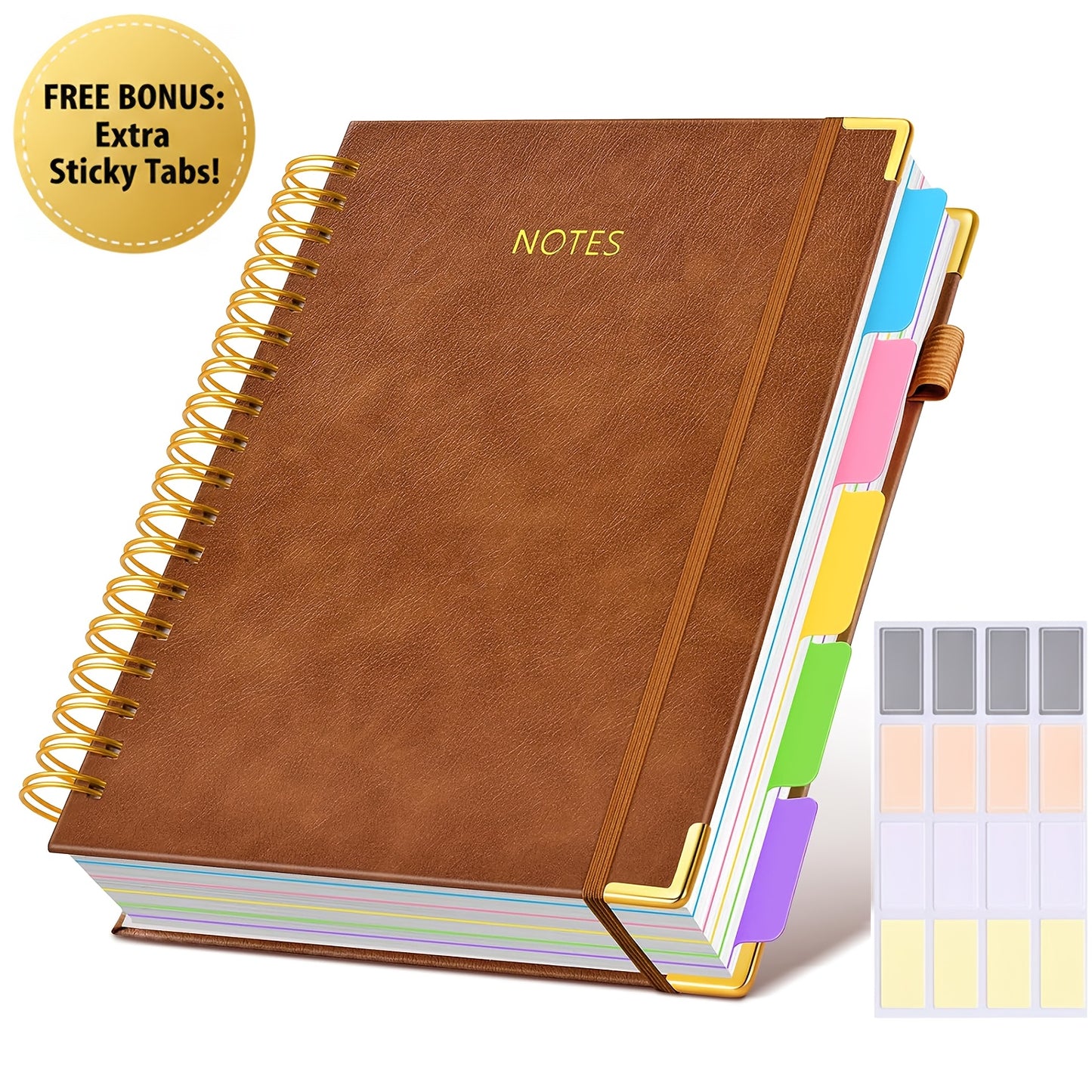 Hardcover Spiral Notebook With Removable Dividers And Tabs 300 Pages