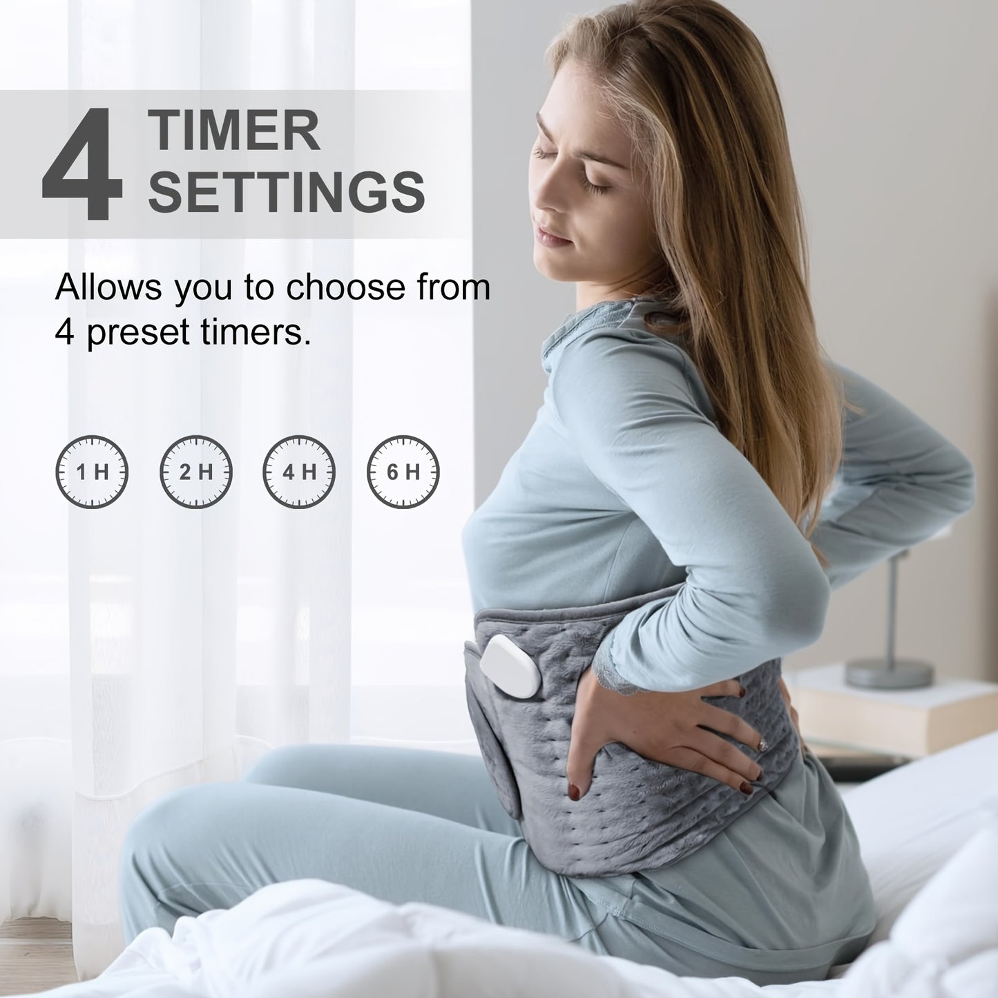 Electric Heating Belt With Six Settings And Four Timers Adjustable Waist 24 To 45 Inches Fast Heating And Washable Belt