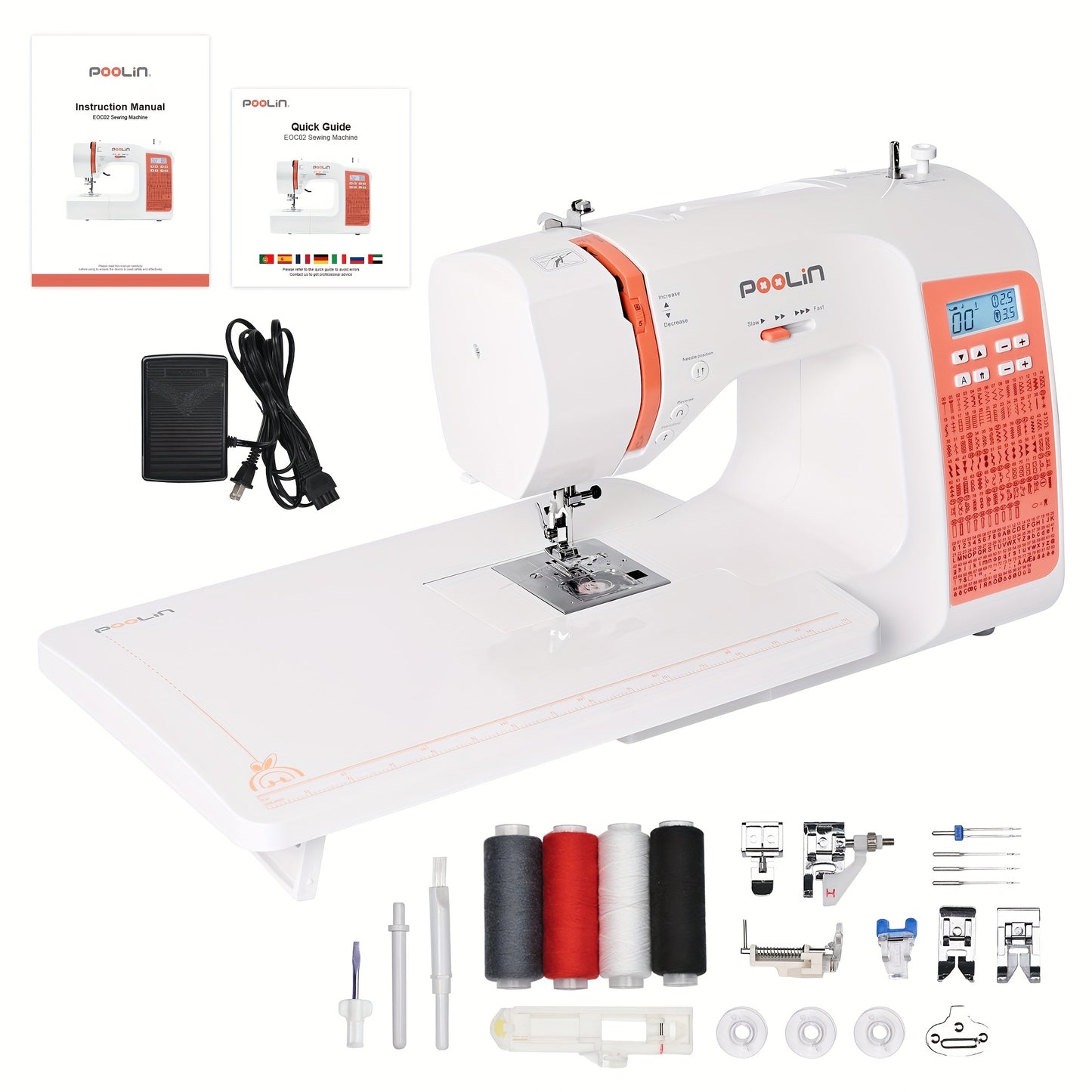 POOLIN EOC02RE Electronic Sewing Machine With 293 Stitches