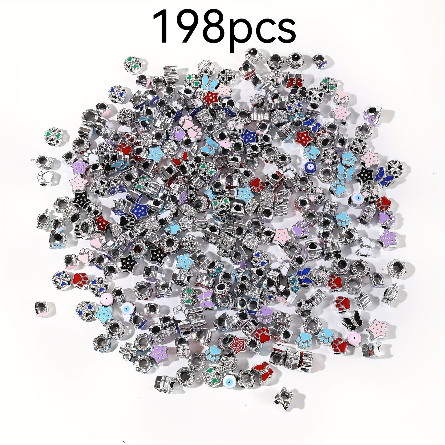 115 198 Pcs Beads Dripping Water Metal Large Hole DIY Jewelry Materials for Womens Handicrafts Bracelets and Necklaces