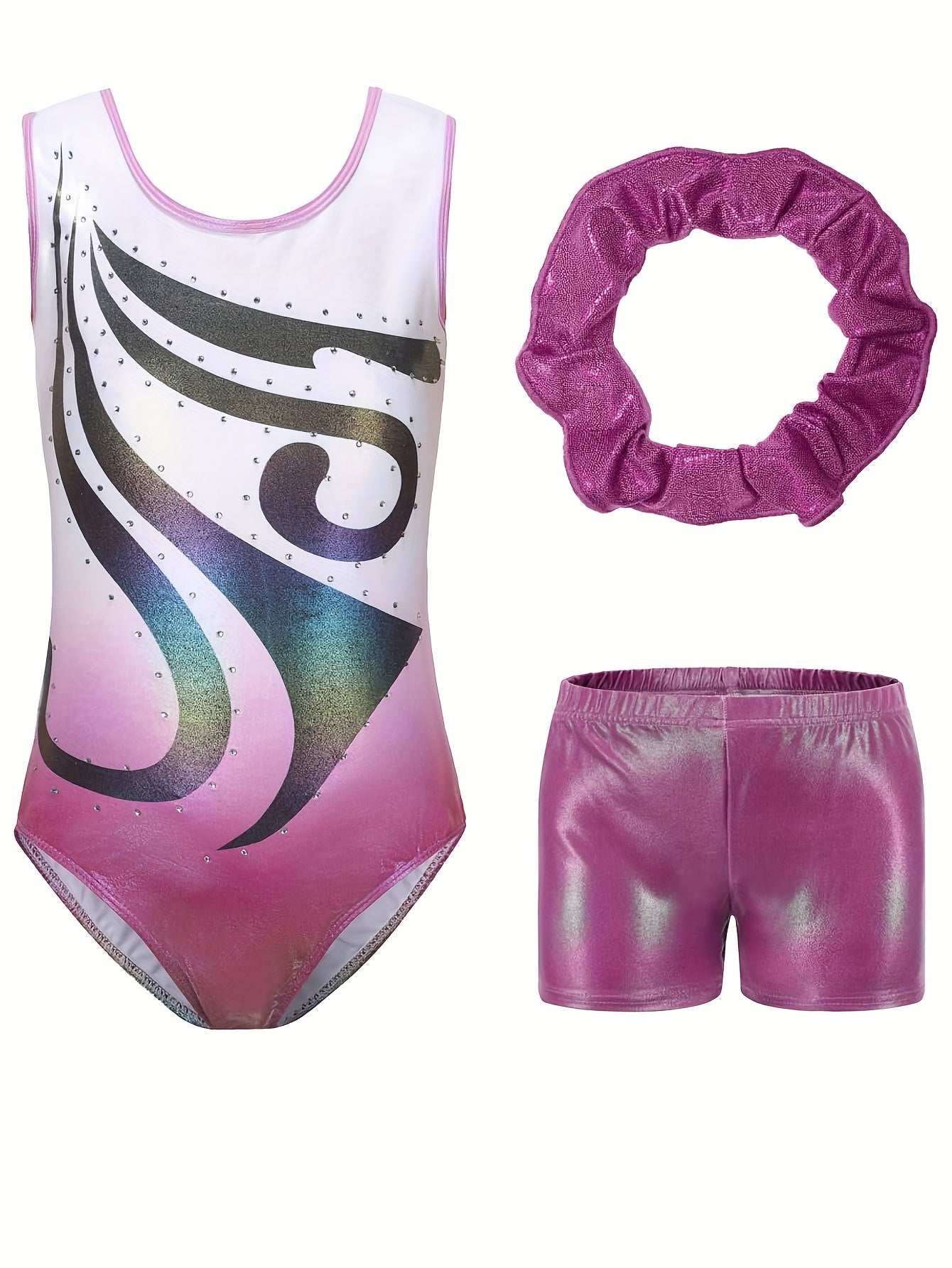 Gymnastics Leotards for Girls with Shorts Sleeveless Sparkly Unitards Biketards Dance Shorts Ballet  Activewear for Dance & Gymnastics Training - Perfect for Parties & Sports Events, Performance Wear, Durable Construction, Co