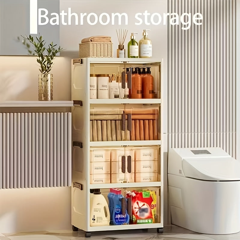 3-4-5 Layer Folding Storage Cabinet With Lid And Wheels