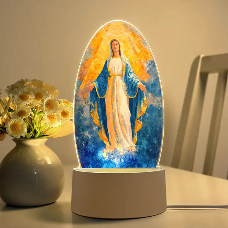 Virgin Mary Night Light USB Powered LED Religious Tabletop Decor