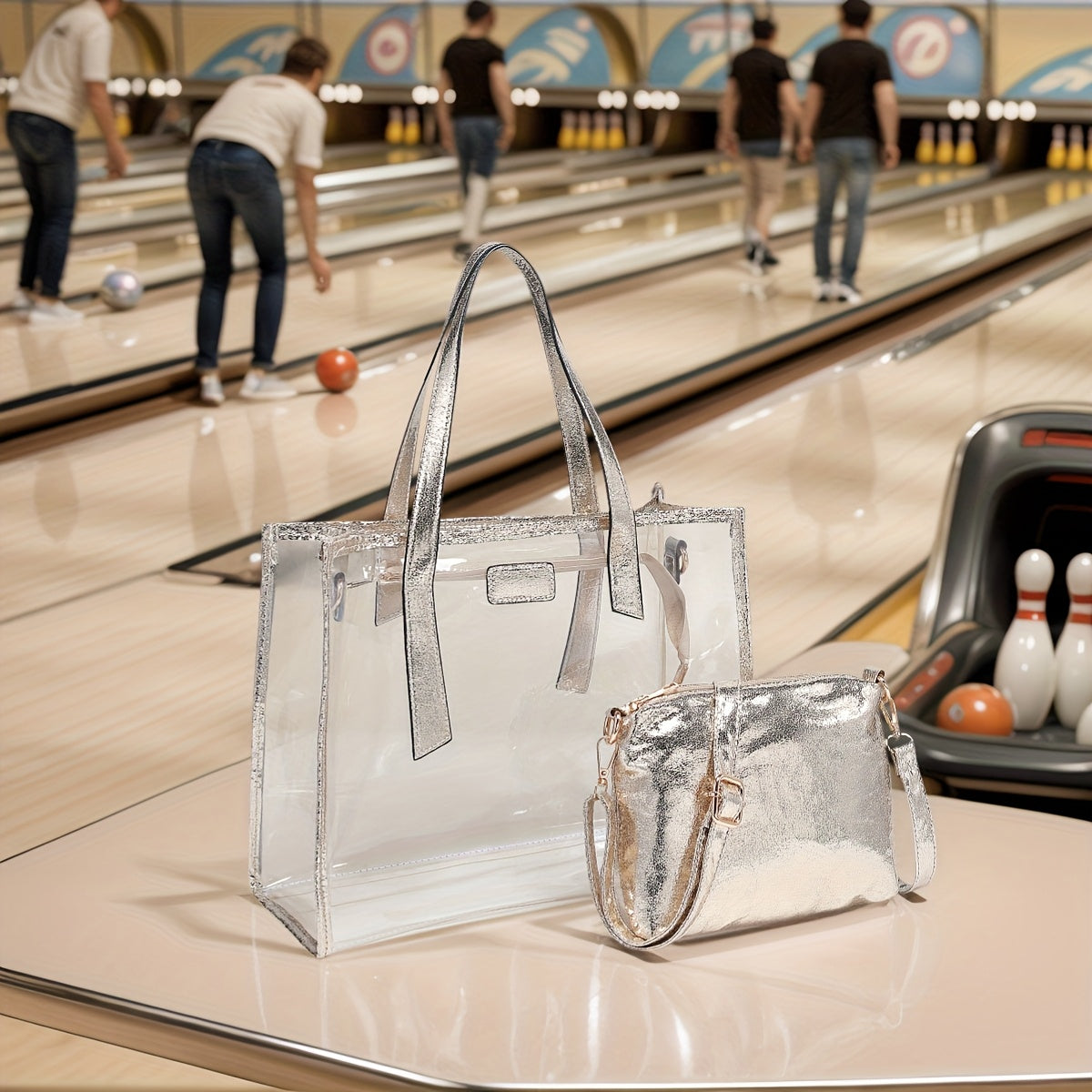 RAGSTO PVC Transparent Shoulder Bag 2Piece Set For Women