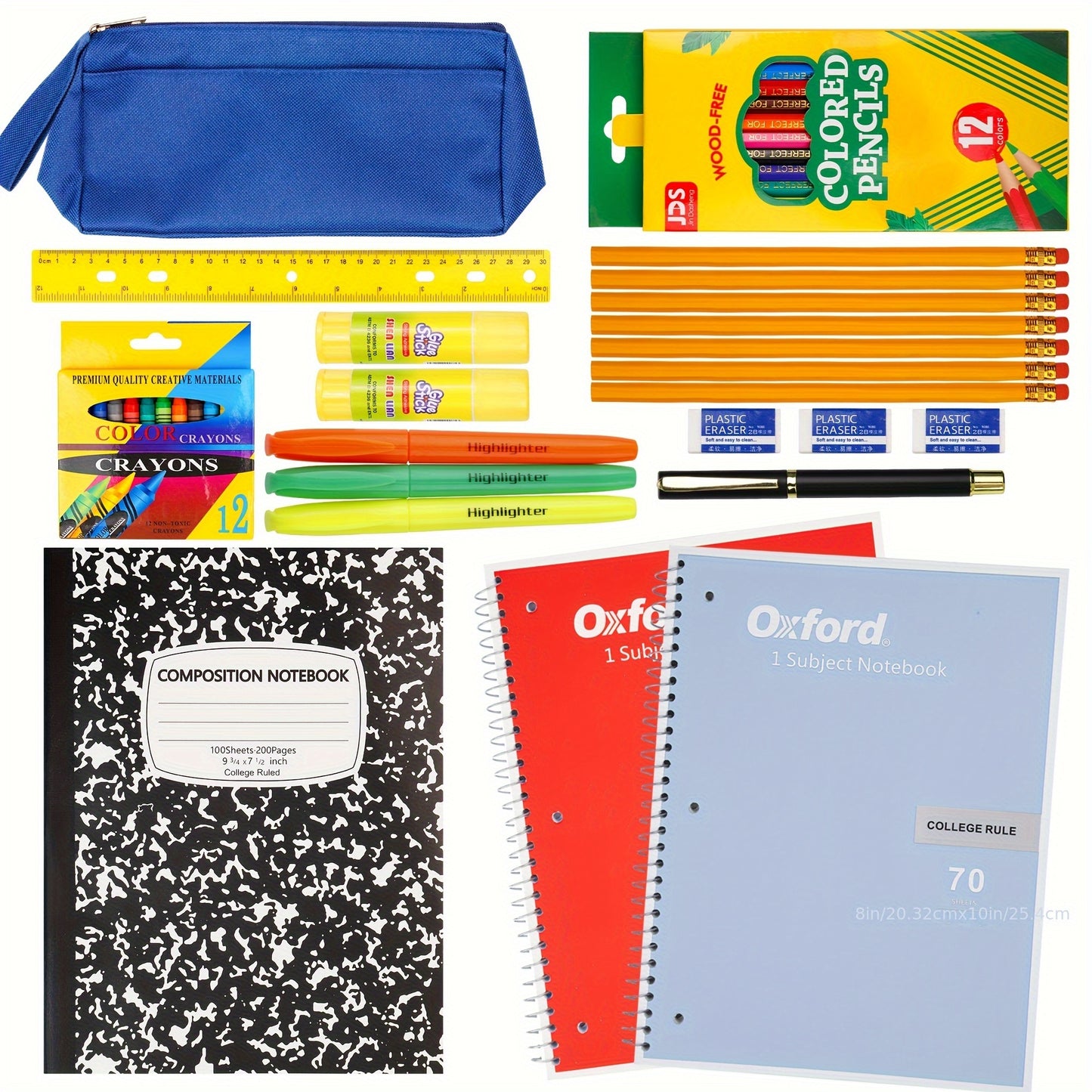 45pcs Stationery Set, Essential School Supplies, Including Folders, Notebooks, Pencils, Pens And Many Other Items