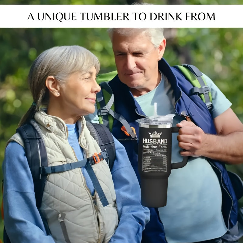 1PC 40oz Stainless Steel Insulated Black Glass Cup with Lid, 304 Stainless Steel Double-layer Water Cup for Relaxing, Anniversary Gift, Birthday Gift for Husband, Valentine's Day Gift