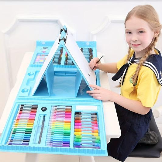 A 228 Piece Kids Art Set With Easel And Sketchbook