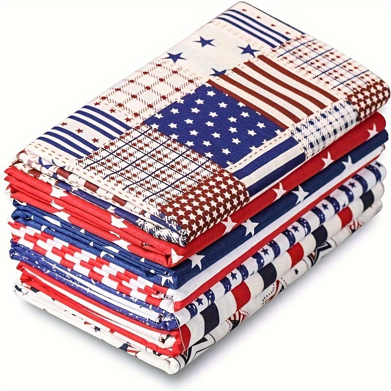 HHMC 7pc Patriotic American Flag Cotton Precut Squares