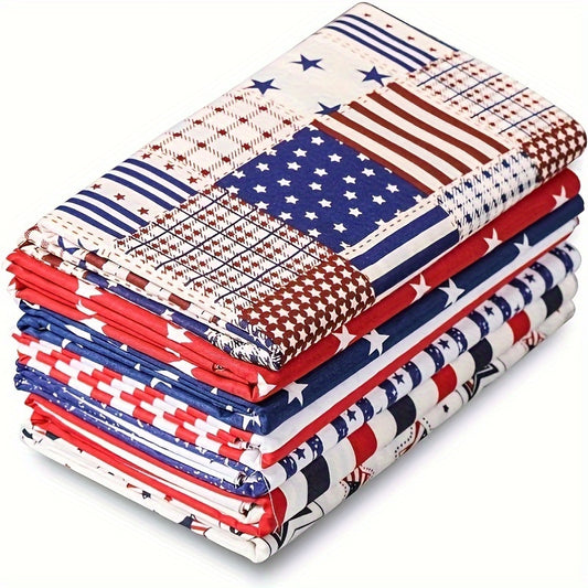 HHMC 7pc Patriotic American Flag Cotton Precut Squares