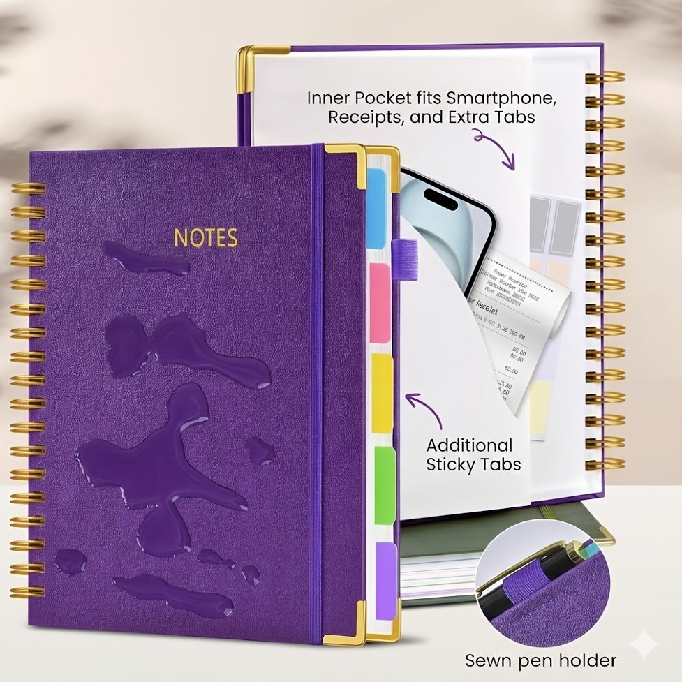 Hardcover Spiral Notebook With Removable Dividers And Tabs 300 Pages