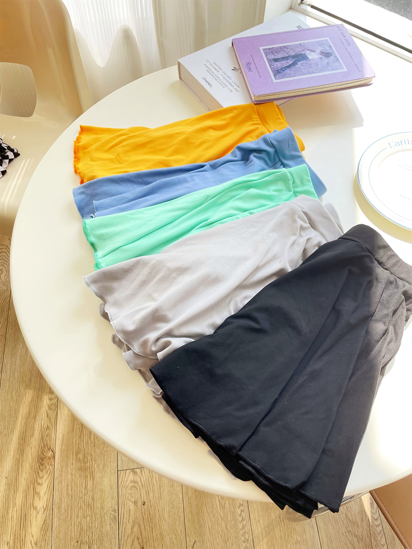 Random 5pcs Girls Skorts for School Back Leggings,  Dance Wear, Printed Design, Easy Care, Breathable Material, Multipack Skorts
