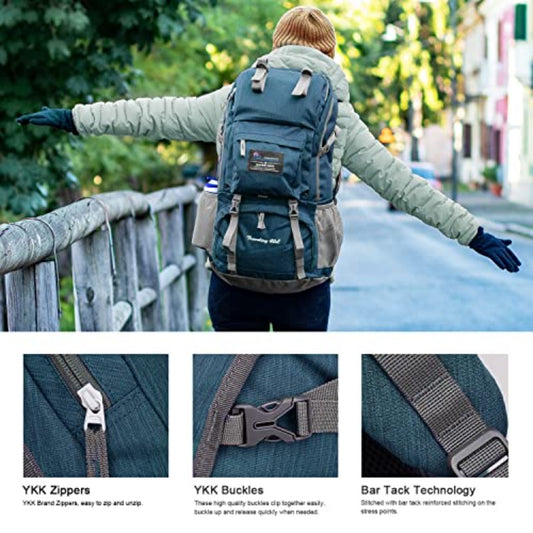 40L Hiking Backpack with 3L Hydration Bladder for Women and Men Outdoor Travel Camping Day Pack with Rain Cover 21.7 x 13 x 7.9 in Blue Sky