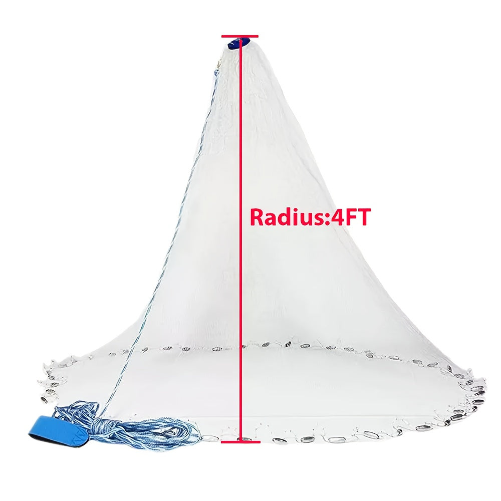 8ft 10ft Fishing Cast Net For Bait Nylon Mesh 1.3cm Saltwater Net With Heavy Duty Zinc Sinker Weights