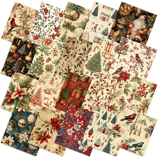 UNIT Vintage Christmas Quilting Fabric Patchwork Precuts 60 Pcs