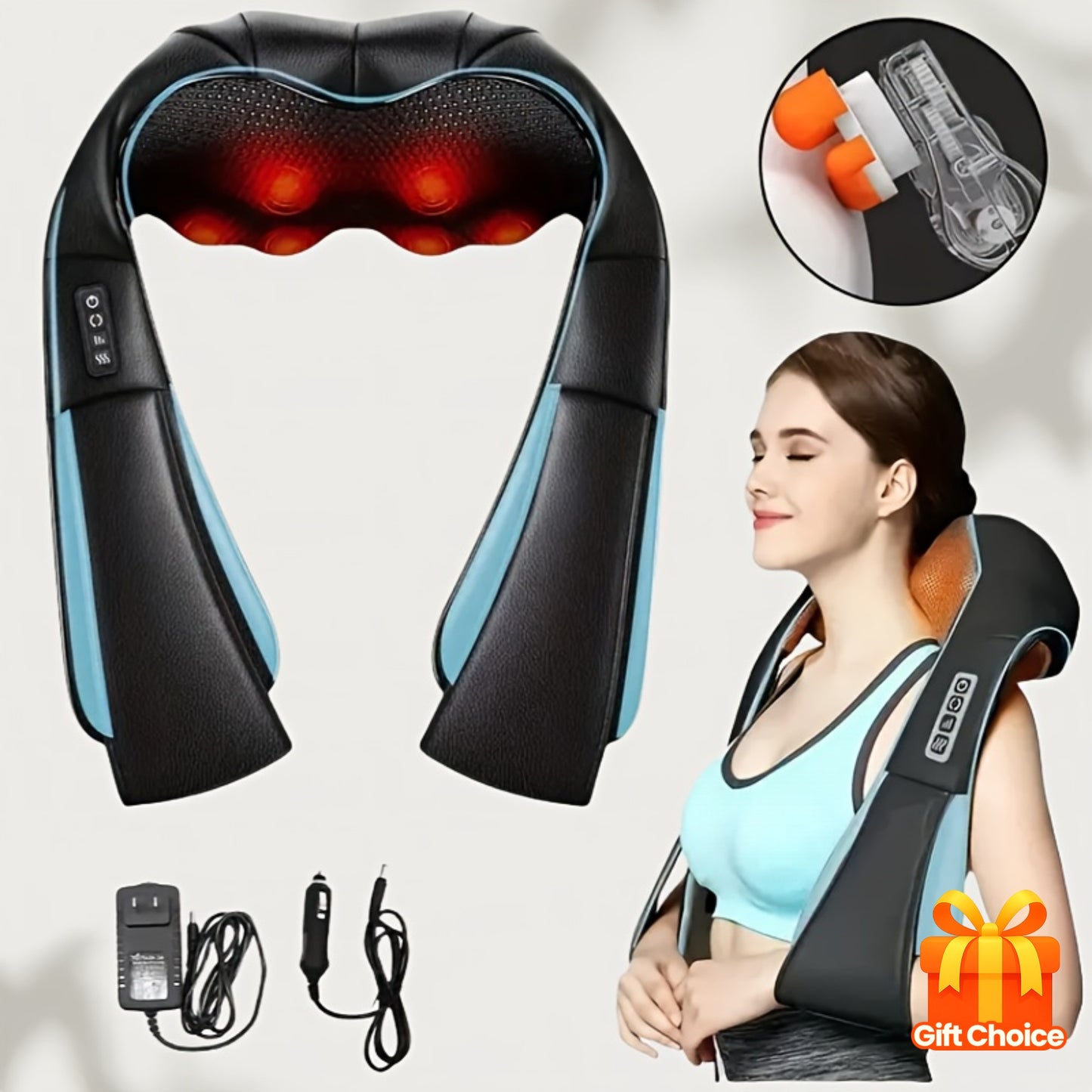 Neck Massager And Shoulder Massager with Heating Function, Deep Kneading Massage Pillow, Suitable for Full-body Muscle Massage, Can Be Used At Home, In The Office, Or In The Car, The Perfect Gift for Mom And Dad, Valentine's