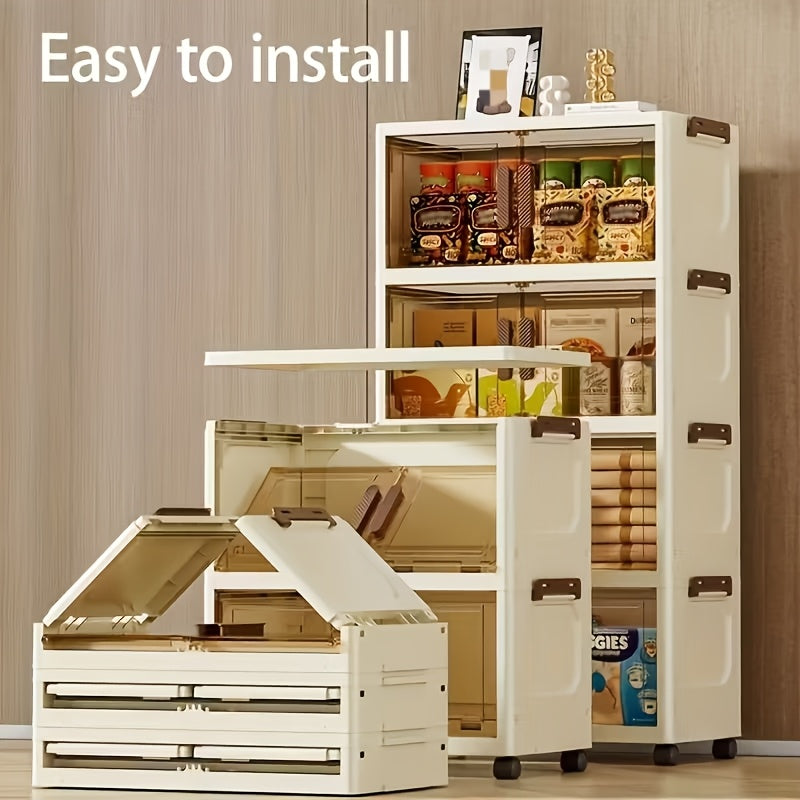 3-4-5 Layer Folding Storage Cabinet With Lid And Wheels