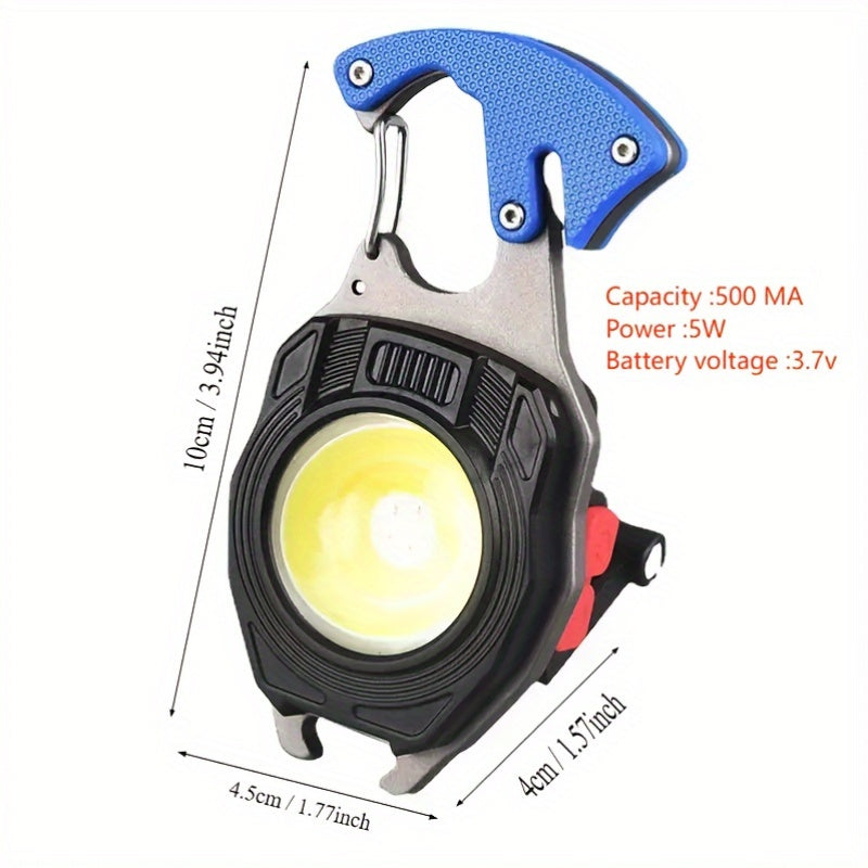 Keychain Flashlight Multitool with Lighter Rechargeable COB LED USB C Charging 500 Lumen 500m Range Tactical EDC Camping