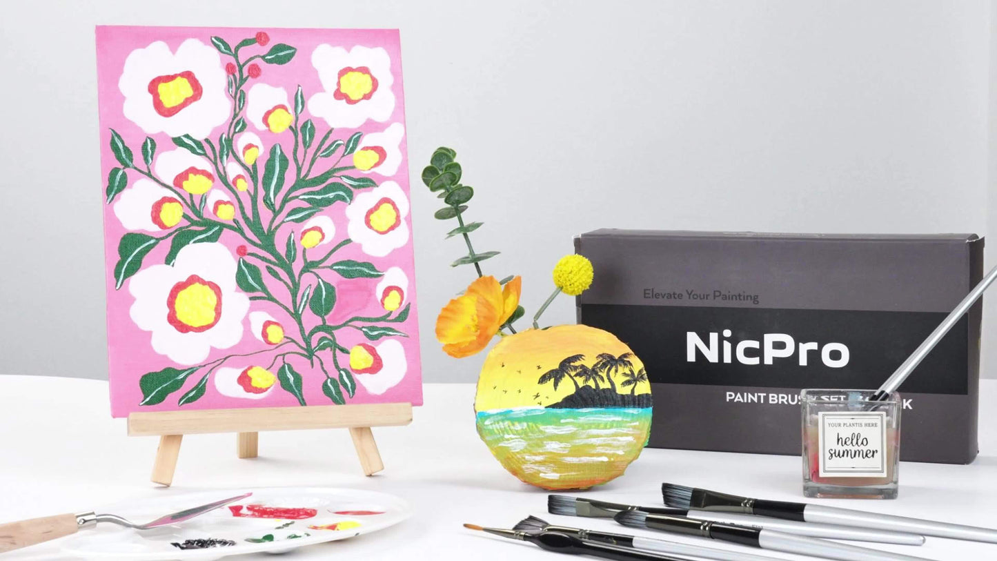 36 Piece Paint Brush Set With Palette Knife Cloth Roll