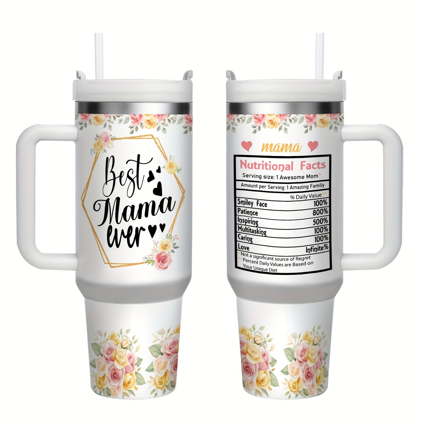 1pc 40 OZ Insulated Stainless Steel Tumbler - Keeps Drinks Cold For 24 H- Hot For 12 H -Durable, Portable & Stylish | Perfect For Home, Office -Everyday Use - Thoughtful Gift For Mama, Grandma, Aunt, Sister, Girlfriend - Wife