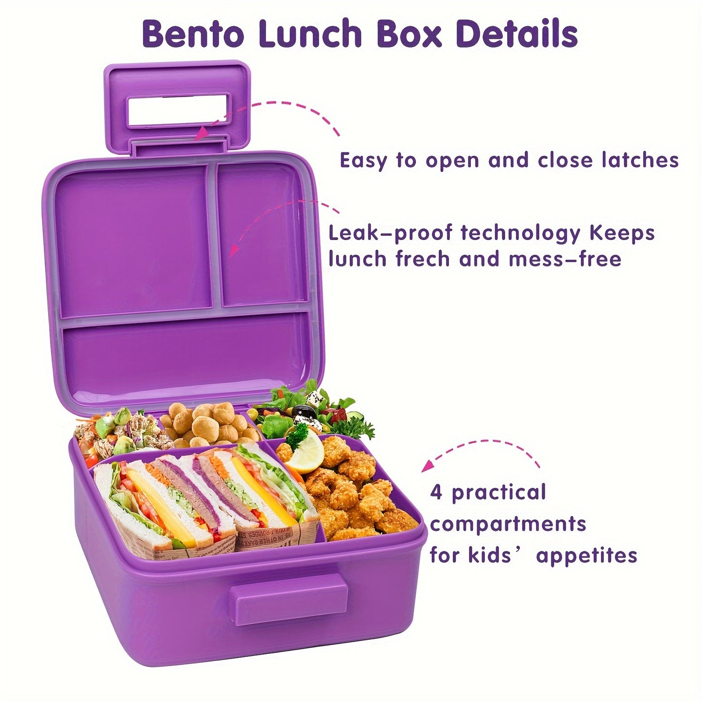 Leak-Resistant Bento Lunch Boxes Set Stainless Steel 5 Compartments