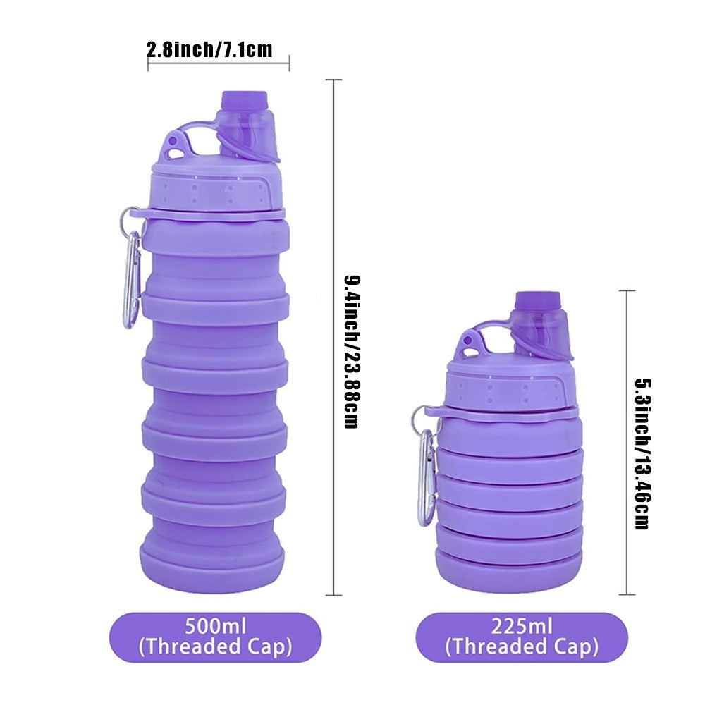6Pcs Pack Collapsible Silicone Water Bottle BPA Free Leakproof Foldable Travel Bottle Carry Loop Camping Hiking Cycling