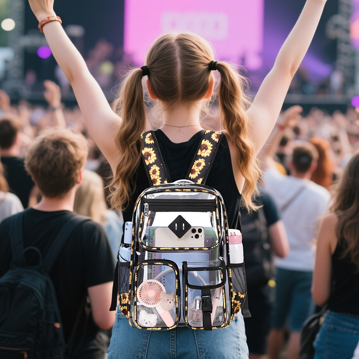 PIG PIG GIRL Double Shoulder PVC Backpack